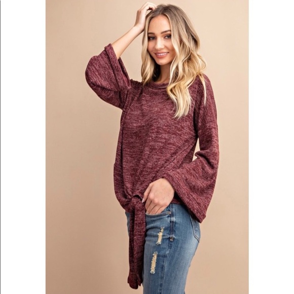 NEW! Marbled Knit self tie Top! - Picture 2 of 5